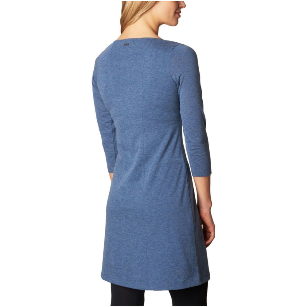 Prana Soskia Wool Blend 3/4 Sleeve Fit & Flare Blue Heather - Picture 3 of 8